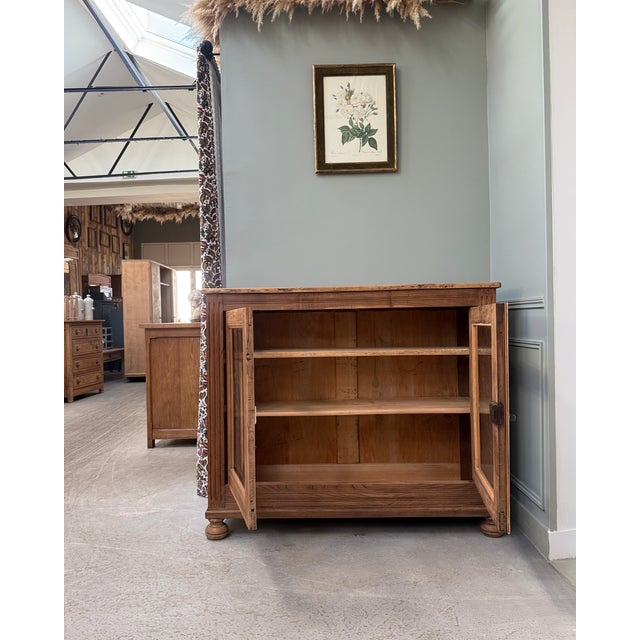 Parisian Glass-Fronted Oak Buffet, 1940s For Sale - Image 3 of 16