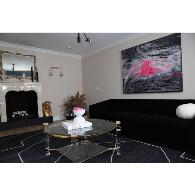 Metal Hollywood Regency Lucite Glass Circa 1970 France Coffee Table For Sale - Image 7 of 12