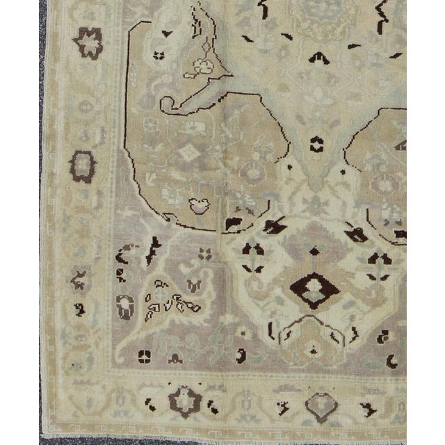 Vintage Turkish Oushak Rug With Beige, Taupe, and Soft Brown Tones For Sale - Image 4 of 8