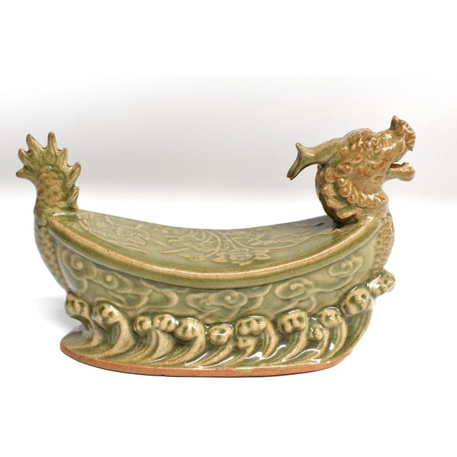 Dragon Ceramic Pillow Long Quan Kiln For Sale - Image 9 of 13