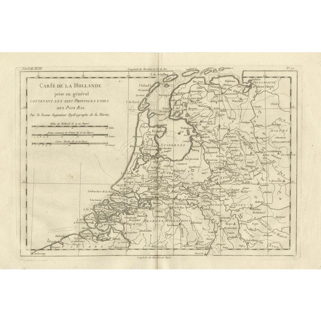 The Netherlands Seven United Provinces Map by Bonne, 1780 For Sale - Image 3 of 10