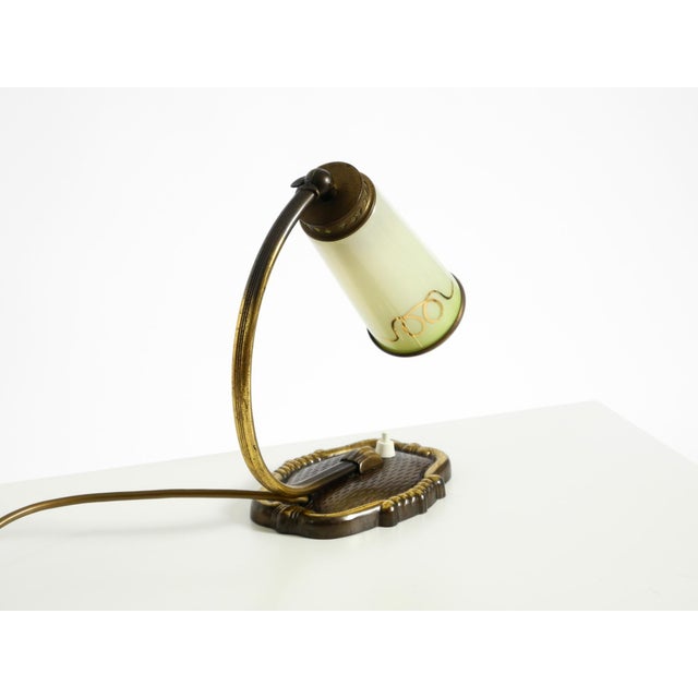 1940s Brass Table Lamp with Glass Shade, 1940s For Sale - Image 5 of 18