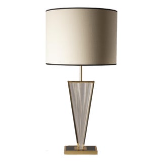 Hollywood Regency Table Lamp in Brass and Acrylic, 1970s For Sale