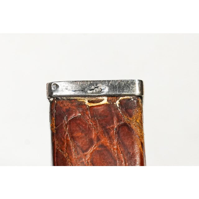 1920s Luxurious Antique Art Deco French Leather and Silver Card Case Box Home Decor For Sale - Image 5 of 14