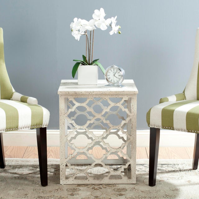 End Table in Distressed White For Sale - Image 4 of 5