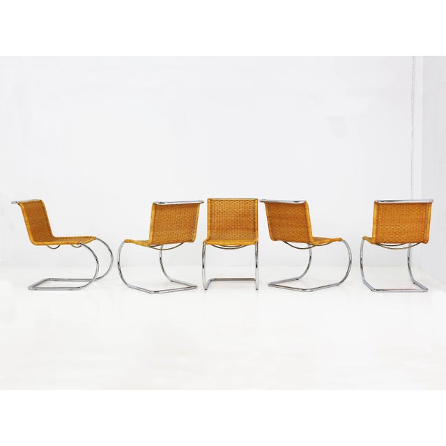 MF10 Cantilever Chairs in Woven Straw by Ludwig Mies van der Rohe for Thonet, 1970, Set of 5 For Sale - Image 16 of 16