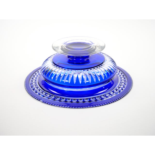 Mid-Century Modern Val Saint Lambert Cobalt Blue Diamond-Cut Crystal Centerpiece For Sale - Image 10 of 12