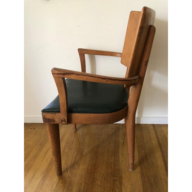 Heywood Wakefield Dark Green Upholstered Birch Arm Chair Chairish