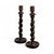 Victorian candlesticks, circa 1880, crafted from carved wood with a spiral column (or barley twist) design, characteristic...