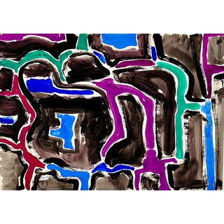 Jay Milder, Abstract Expressionism Jay Milder Rhino Horn Painting Bold Colorful Pop Art, 1990 For Sale