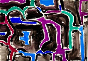 Jay Milder, Abstract Expressionism Jay Milder Rhino Horn Painting Bold Colorful Pop Art, 1990