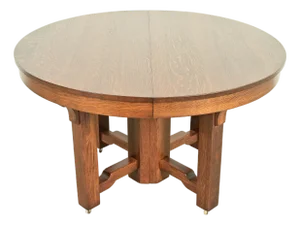 Stickley Brothers Style Antique Mission Oak Arts & Crafts Extension Dining Table, Newly Refinished