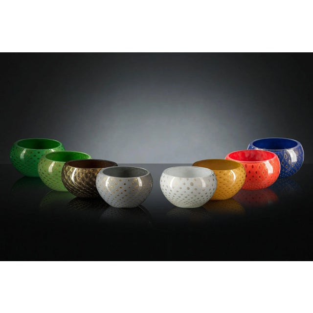 Contemporary Gold & Blue Italian Murano Glass Mocenigo Bowl by Marco Segantin for VGnewtrend For Sale - Image 3 of 6