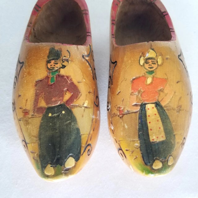 Traditional Pair of 1950s Wooden Shoes For Sale - Image 3 of 10