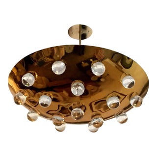 1960s Golden French Pendant Flush Light For Sale