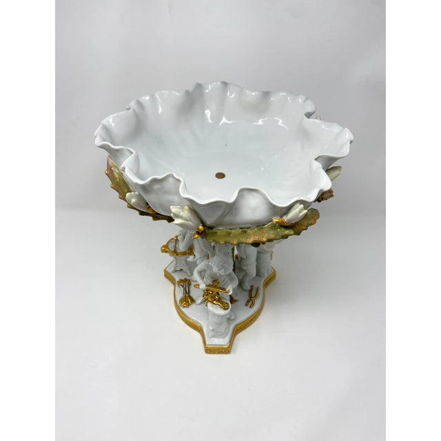 English Antique Cherubs Centerpiece Compote With Small Vase Moore Brothers British For Sale - Image 3 of 13