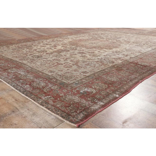 Textile Mid 20th Century Distressed Vintage Persian Rug, 8'5 X 12'1 For Sale - Image 7 of 10