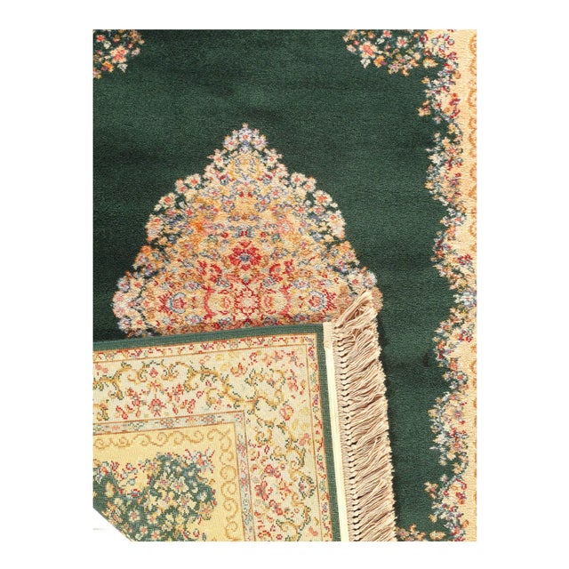 Traditional Green Color Machine Made Tabriz Rug 4'4'' X 6' For Sale - Image 3 of 4