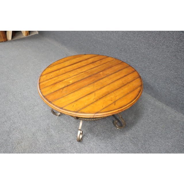 Rustic Century Distressed Cherry & Iron Coffee Table For Sale - Image 3 of 8