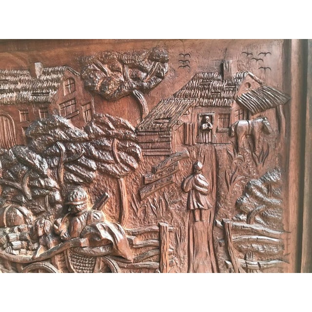 Wood Bas-Reliefs Scenes in a Wooden Frame Signed by M. Arendt, 1940s, Set of 2 For Sale - Image 7 of 18