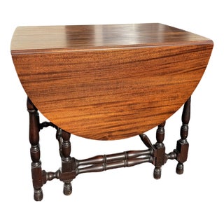 Antique Elite Furniture Co Mahogany Gate Leg Drop Leaf Expandable Table For Sale