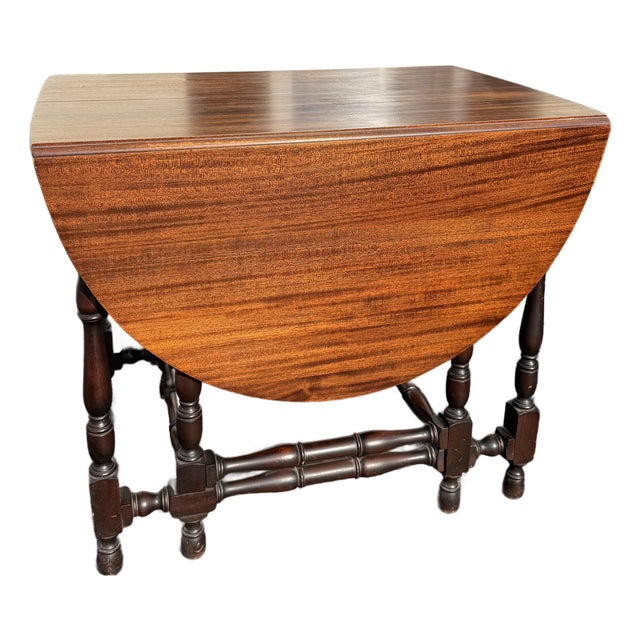 Antique Elite Furniture Co Mahogany Gate Leg Drop Leaf Expandable Table For Sale