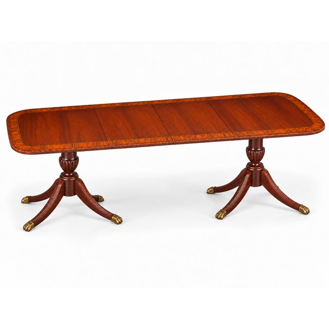 Brown Thomasville Banded Double-Pedestal Dining Table With Two Extension Leaves For Sale - Image 8 of 12