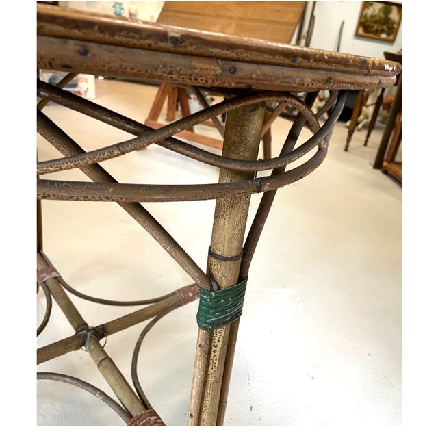 Wood Antique Victorian Bamboo & Rattan Side Table — j.b. Van Sciver For Sale - Image 7 of 7
