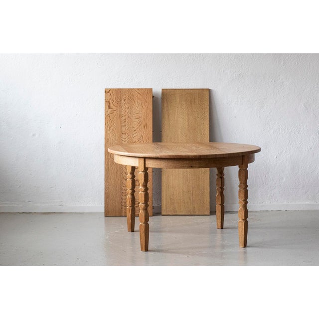 Round Oak Table from Brobyværk Møbelfabrik, Denmark, 1970s For Sale - Image 11 of 11