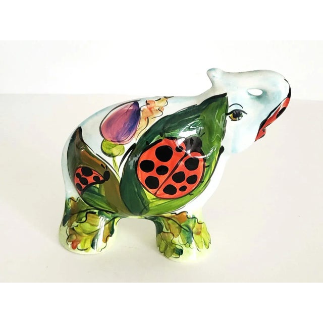 Red Hand Painted Ceramic Elephant by Anatoly Turov For Sale - Image 8 of 12