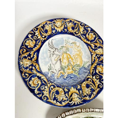 Majolica Plates and Earthenware Dish, France, Early 20th Century, Set of 3 For Sale - Image 4 of 15