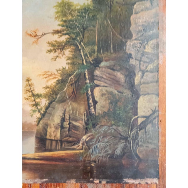 We are selling this 19th Century American Hudson River School painting. This landscape style painting features a rocky...
