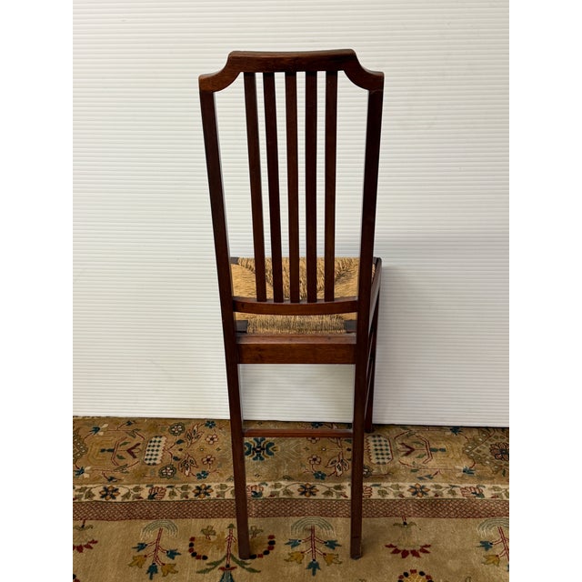 Federal Revival Inlaid Wood Rush Seat Side Chair, Vintage For Sale - Image 4 of 12