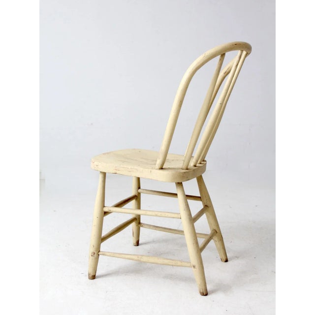 Early 20th Century Antique Painted Bow Back Spindle Chair For Sale - Image 5 of 12