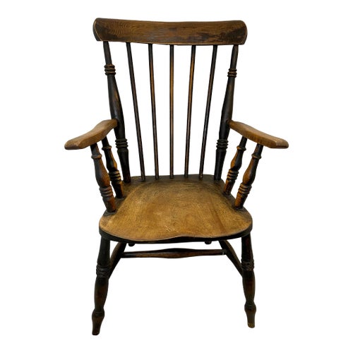 Antique Early American Spindle Back Windsor Arm Chair - Circa 1880