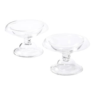 Pair of Mid-Century Modernist Footed Tazas Signed Steuben For Sale