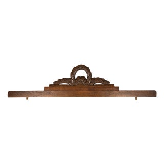 Antique French Hand Carved Wood Oak Pediment For Sale