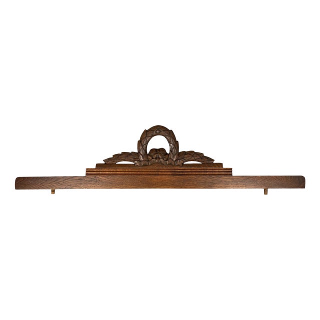 Antique French Hand Carved Wood Oak Pediment For Sale