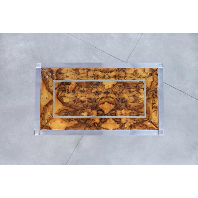 Monumental Oyster Burl Wood and Aluminum Coffee Table, 1970s For Sale - Image 10 of 14