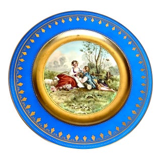 Antique Royal Vienna Porcelain 10.5" Cabinet Plate by H. Seele — "Arcadian Scenery" For Sale