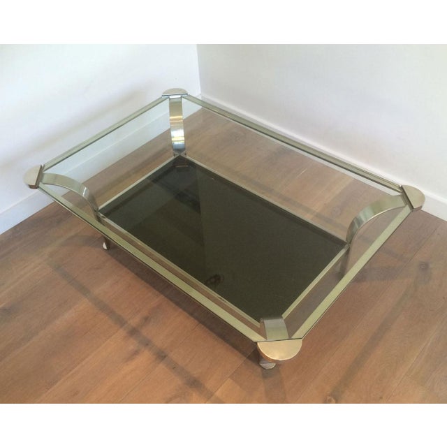 Mid-Century Modern 1970s Large Design Chrome Coffee Table with Glass Shelves For Sale - Image 3 of 12