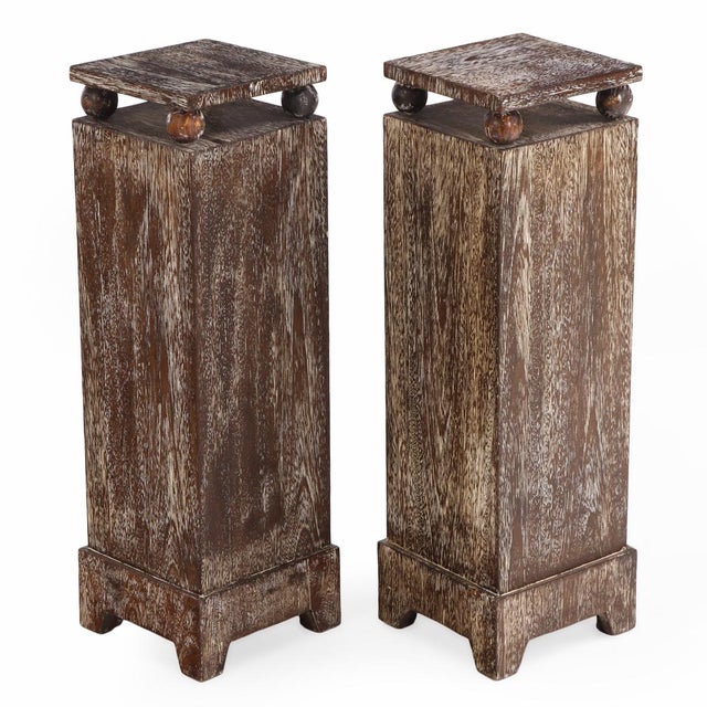 A Pair of Cerused Oak Pedestals. Contemporary. For Sale In Philadelphia - Image 6 of 8