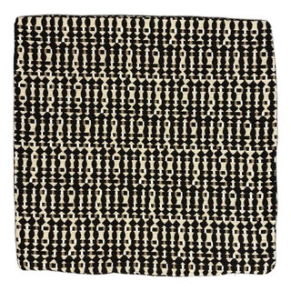 Handmade Usa Designer Fabric Geometric Woven Throw Pillow Cover Black Tan 22x22 For Sale