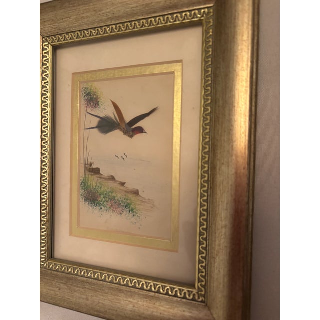 Late 20th Century Framed Chinoiserie Style Bird Painting- A Pair For Sale In Chicago - Image 6 of 11