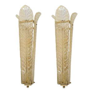 Mid-Century Modern Gold Murano Glass Vanity Sconces