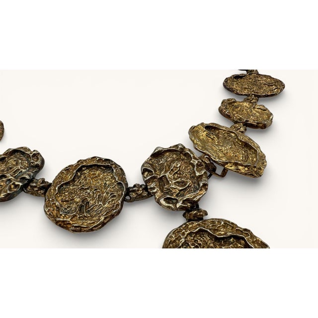 1970s Brutalist Gold Nugget Style Decorative Circular Chain For Sale - Image 5 of 14
