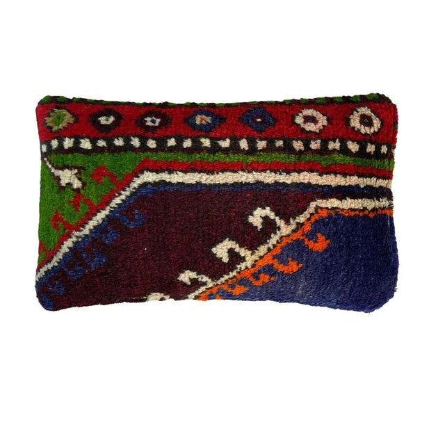 Large Vintage Turkish Handmade Rug Cushion Cover For Sale - Image 10 of 10