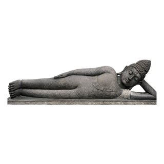Vintage Sleeping Buddha Stone Garden Statue For Sale