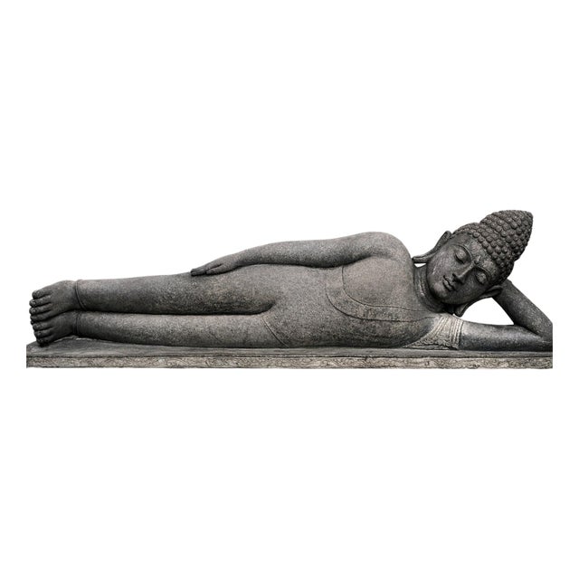 Vintage Sleeping Buddha Stone Garden Statue For Sale