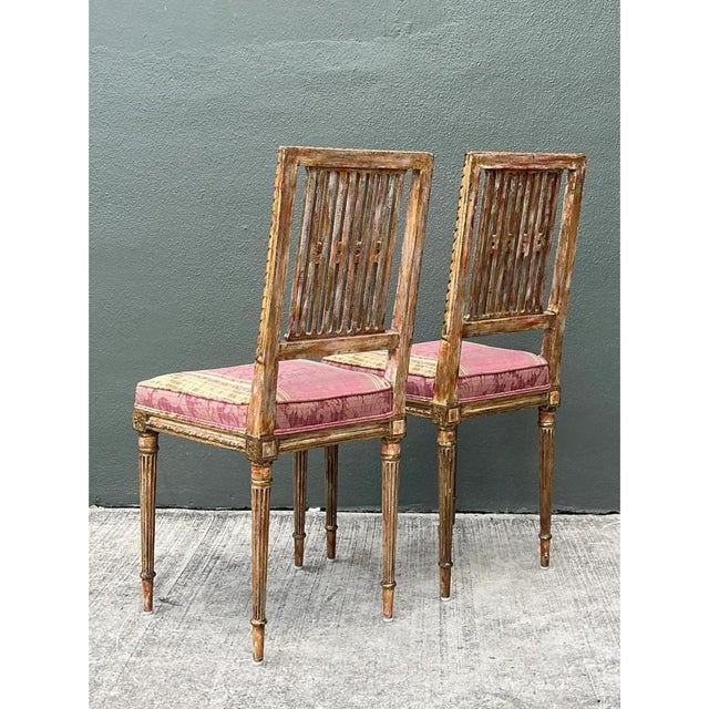 Pink Vintage Swedish Chippendale Gilt Wood Side Chairs - Pair For Sale - Image 8 of 12